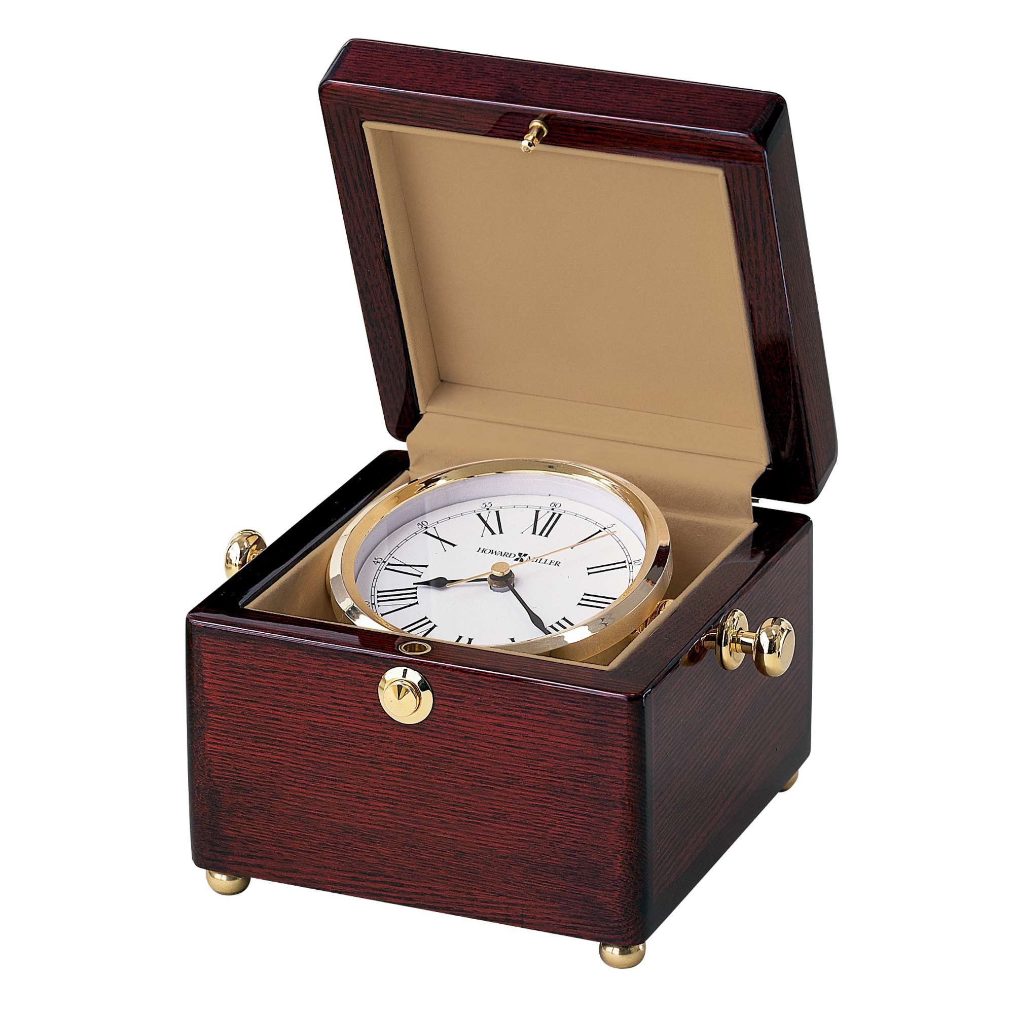 High-Gloss Rosewood Gimbaled Desk Clock