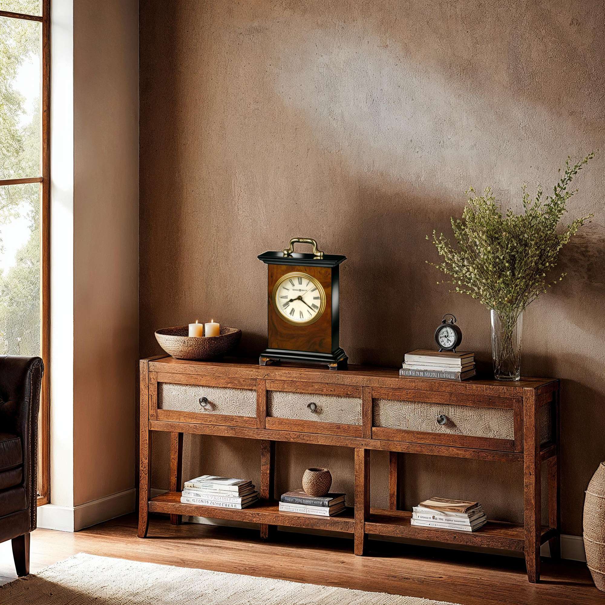 Gloss Walnut Bracket Table Clock