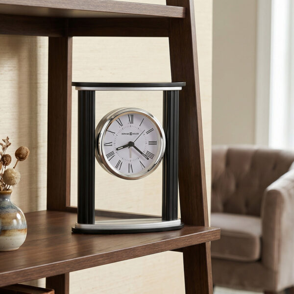 Black Satin Suspended-Dial Alarm Clock