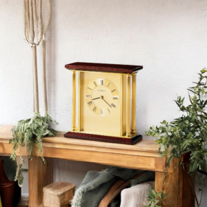 Rosewood Brass-Column Desk Clock - alternate product view 2