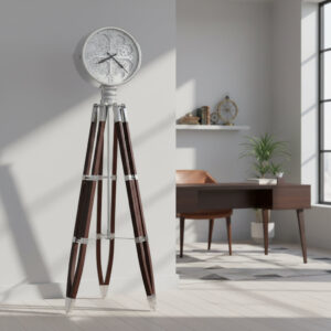Black Coffee Tripod Gear Floor Clock - main product view