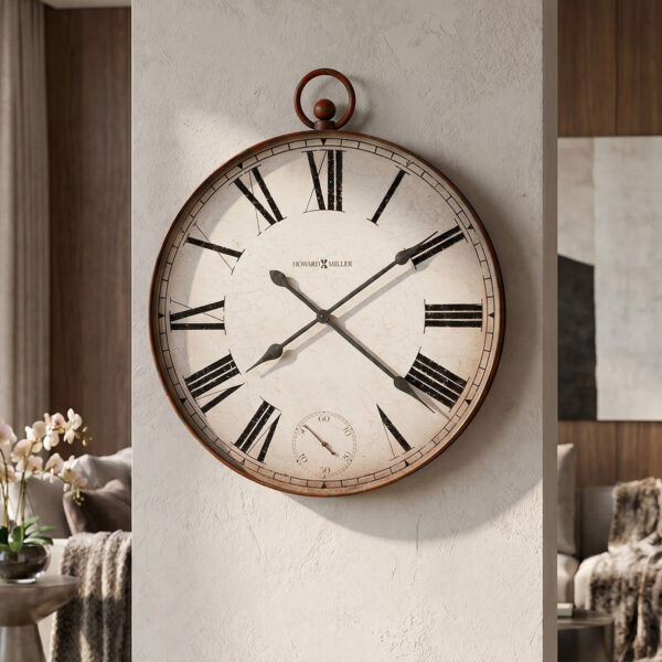 Aged Red Pocket-Style Wall Clock