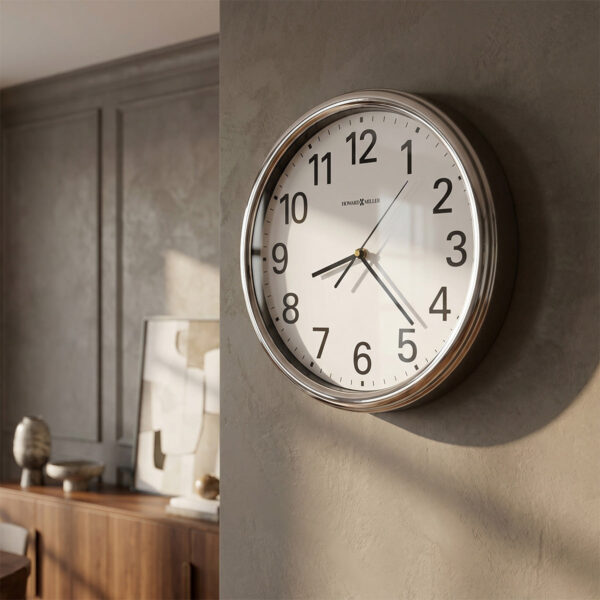 Polished Silver Easy-Read Wall Clock