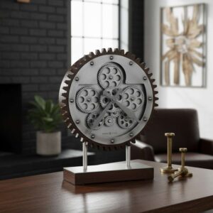 Antique Silver Moving-Gear Mantel Clock - main product view