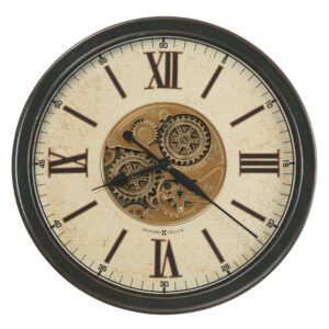 Worn Black Moving-Gear Wall Clock - alternate product view 2