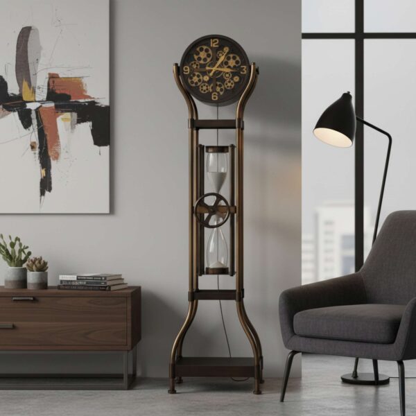Aged Bronze Hourglass Floor Clock