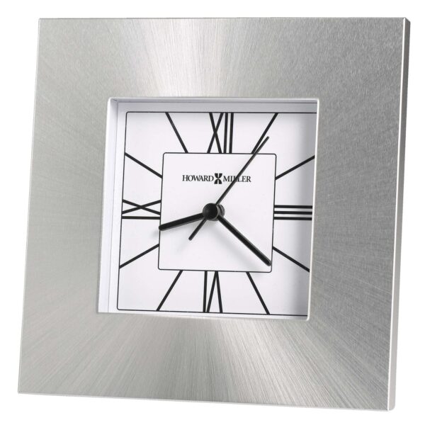 Sunburst Silver Square Table Clock