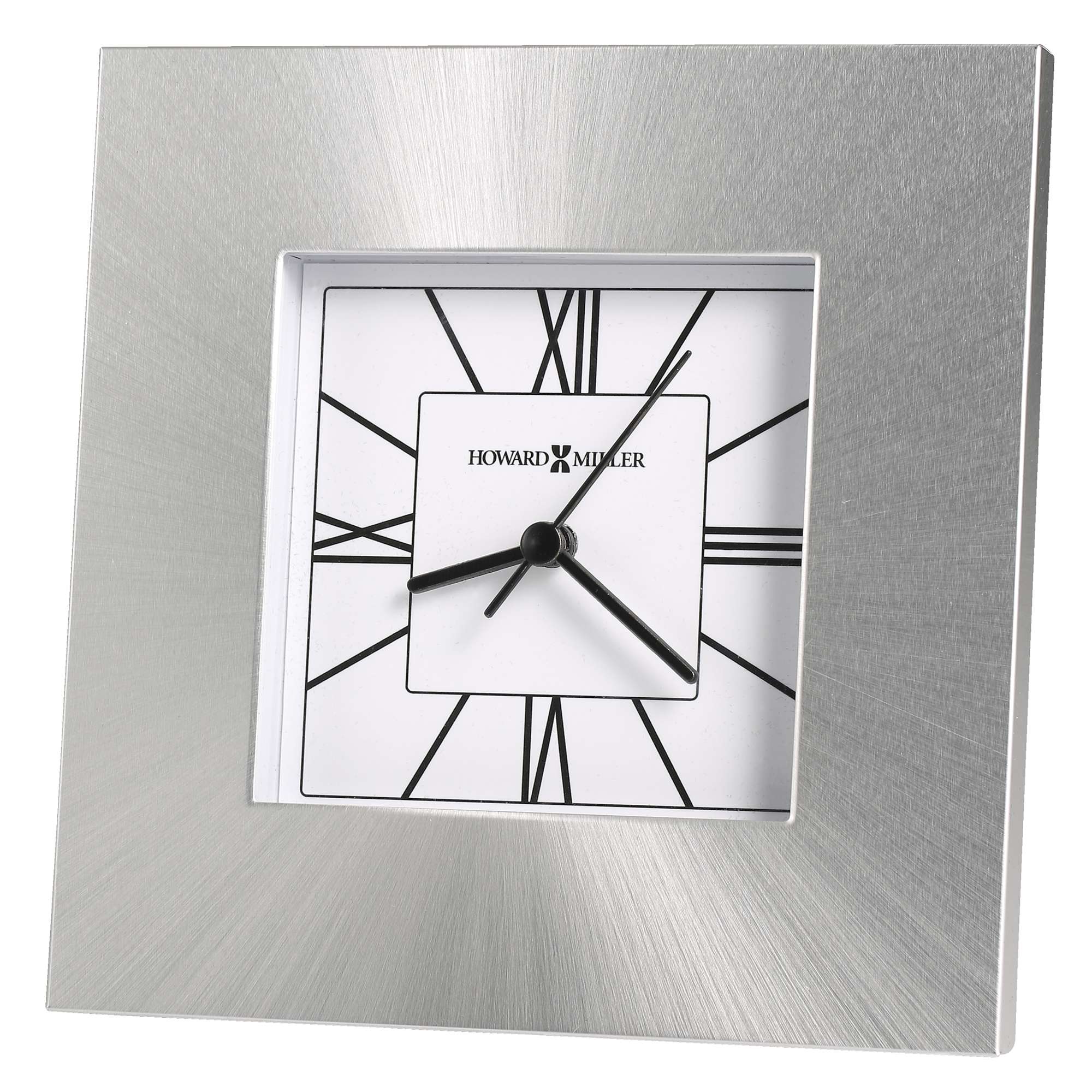 Sunburst Silver Square Table Clock