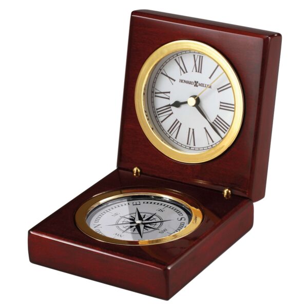 Rosewood Folding Compass Desk Clock