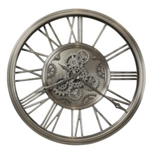 Satin Nickel Moving-Gear Wall Clock - alternate product view 2