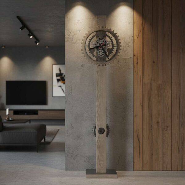 Seaside Gray Moving-Gear Floor Clock