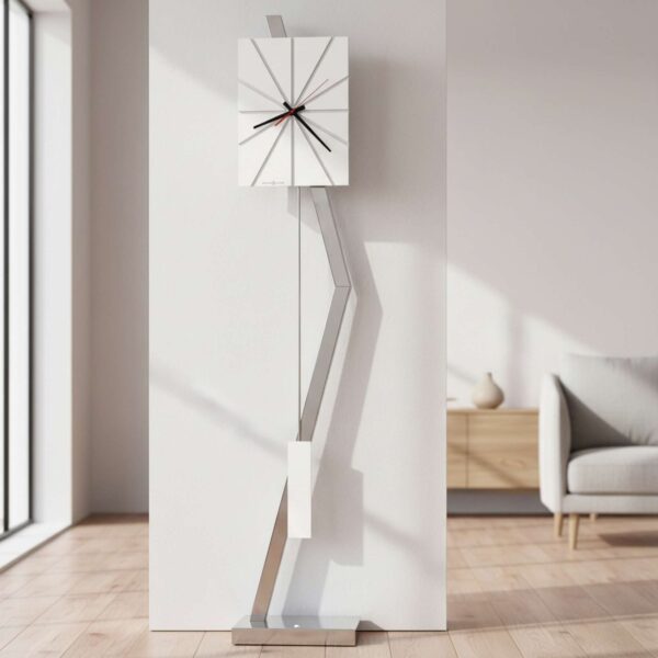 Gloss White Sunbeam Floor Clock