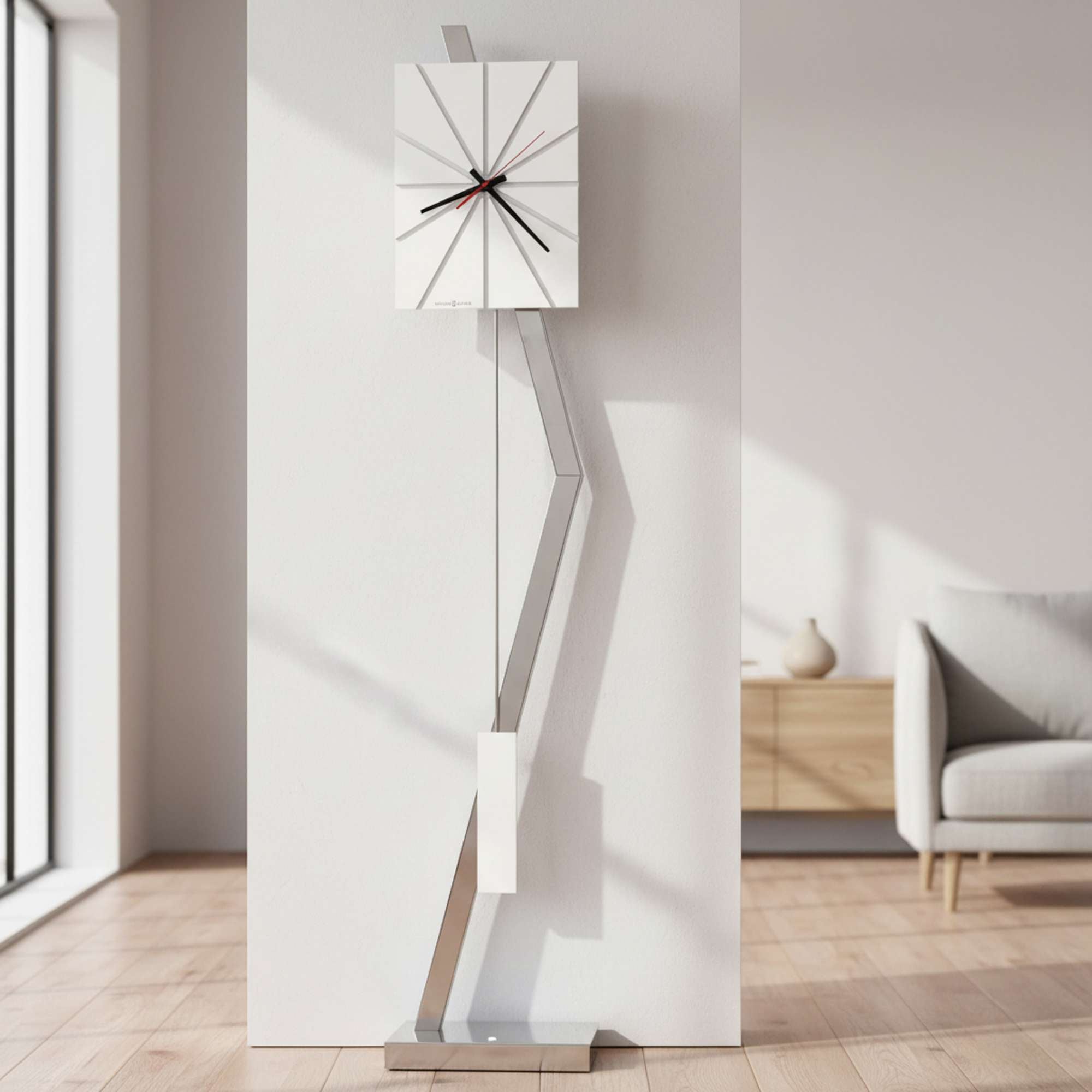 Gloss White Sunbeam Floor Clock