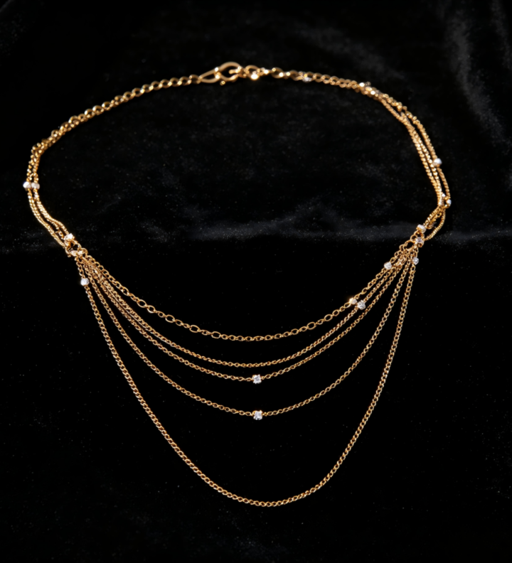 Cascading Multi-Strand Gold Necklace