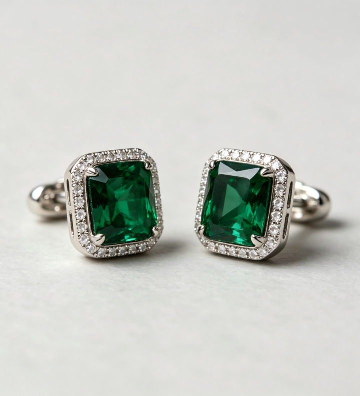 Emerald Green Crystal Stud Earrings