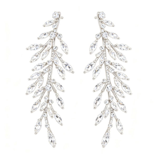 Silver Leaf Branch Dangle Earrings