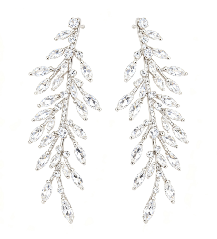 Silver Leaf Branch Dangle Earrings