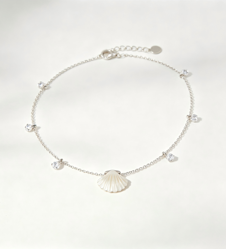 Fine Silver Chain Anklet with Charms