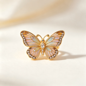 Crystal-Embellished Butterfly Ring