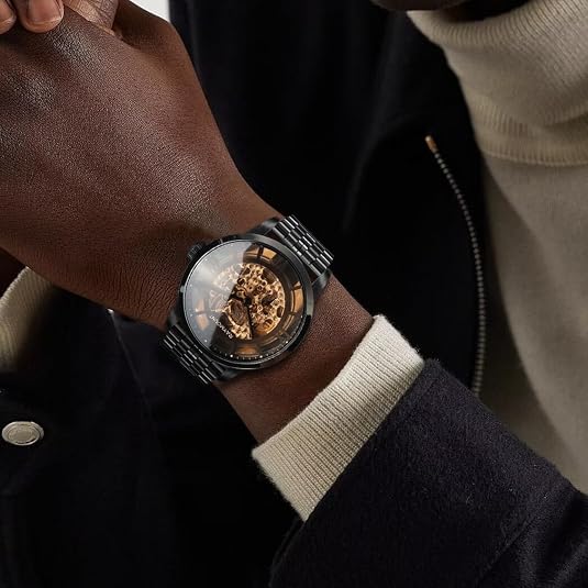 Black and Gold Openwork Watch