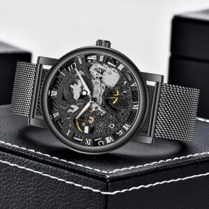 Black Openwork Watch with Mesh Bracelet — view 1