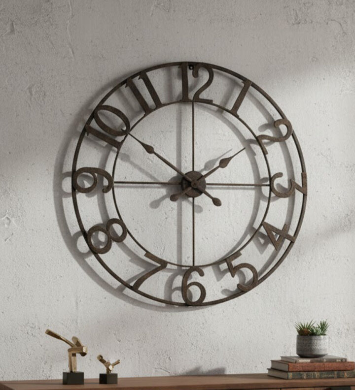 Dark Charcoal Open-Frame Wall Clock