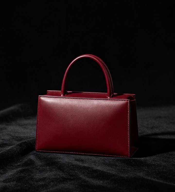 Burgundy Structured Top-Handle Satchel