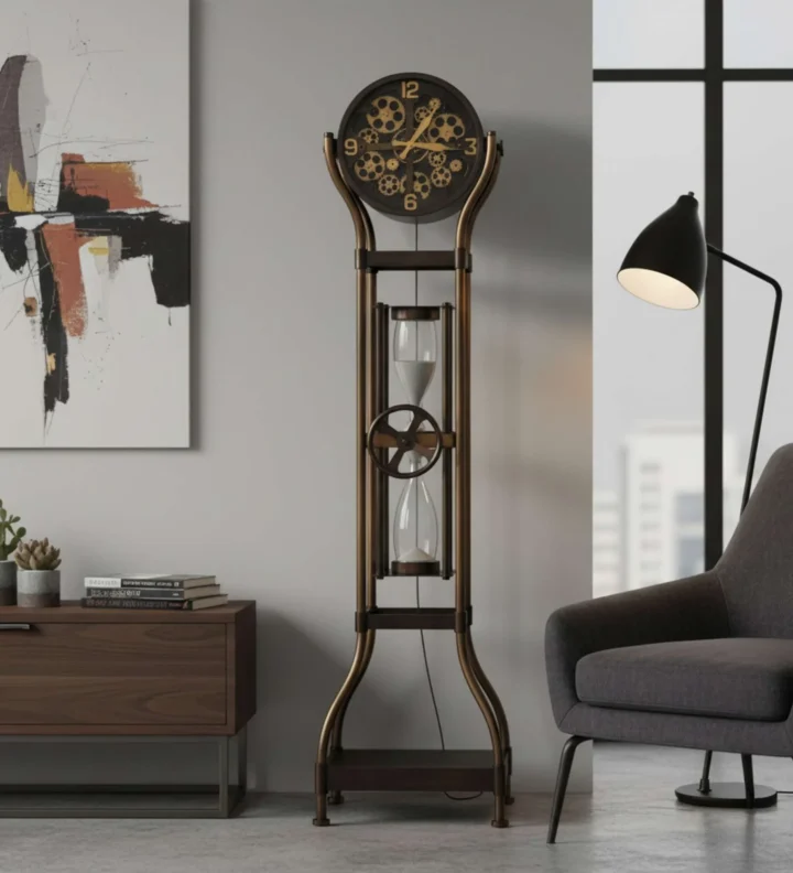 Aged Bronze Hourglass Floor Clock