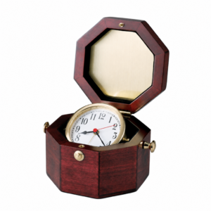 Brass and Rosewood Nautical Desk Clock — view 2