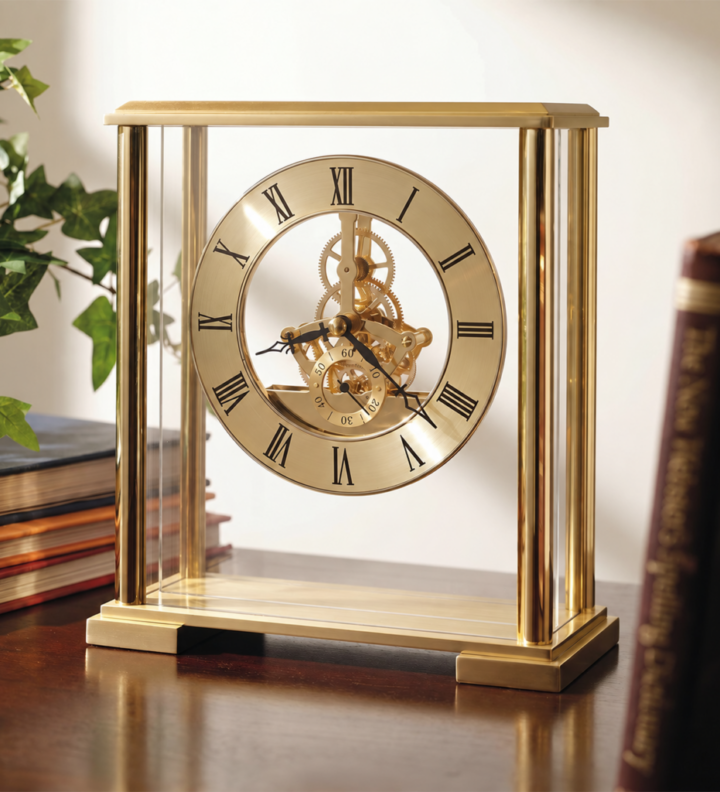 Brass-Finish Table Clock
