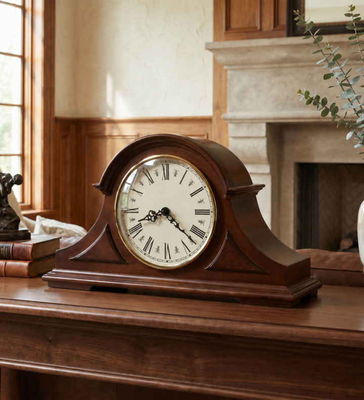 Cherry Wood Triple-Chime Mantel Clock