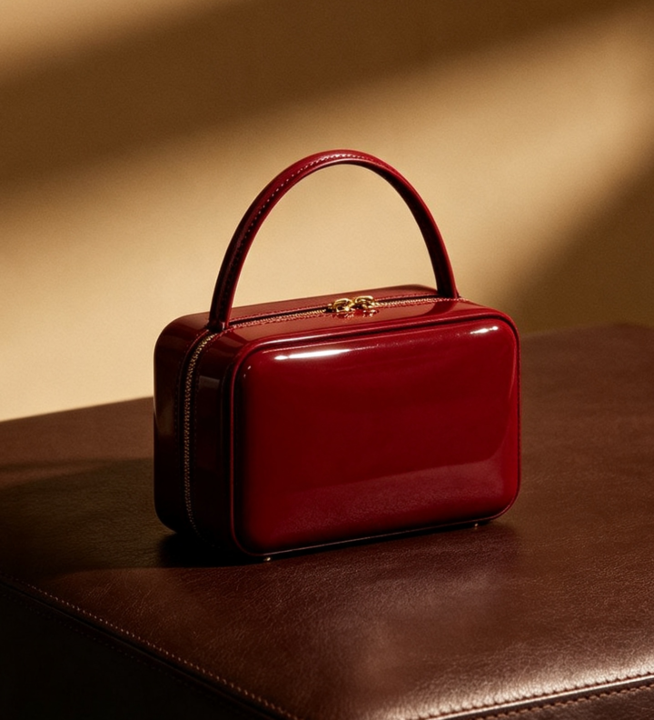 Crimson Boxy Vanity Top-Handle Bag