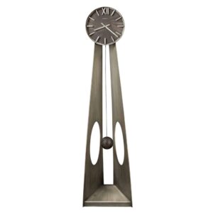 Sculptural Silver Pendulum Floor Clock — view 2