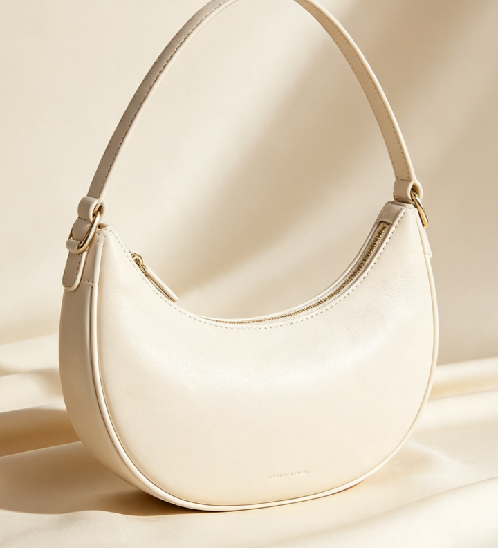 Pure White Crescent Hobo Bag