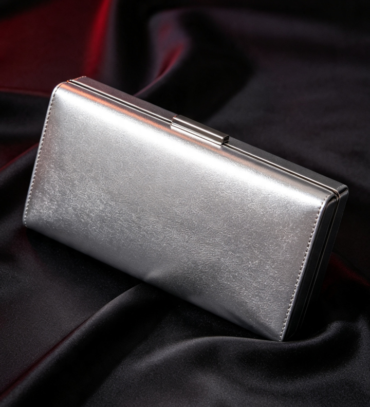Silver Metallic Evening Clutch