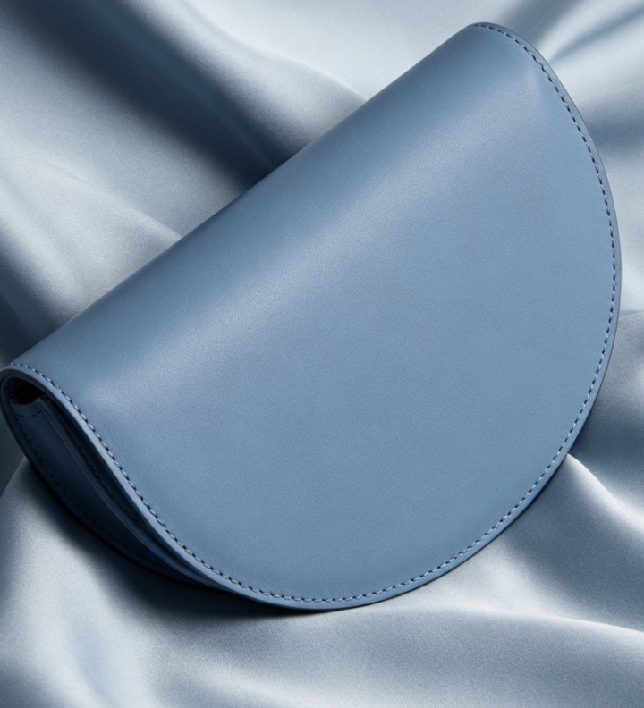 Sky Blue Suede Flap Saddle Bag