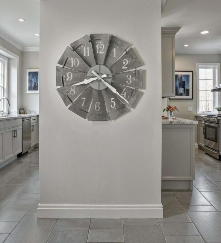 Rustic Windmill Wall Clock